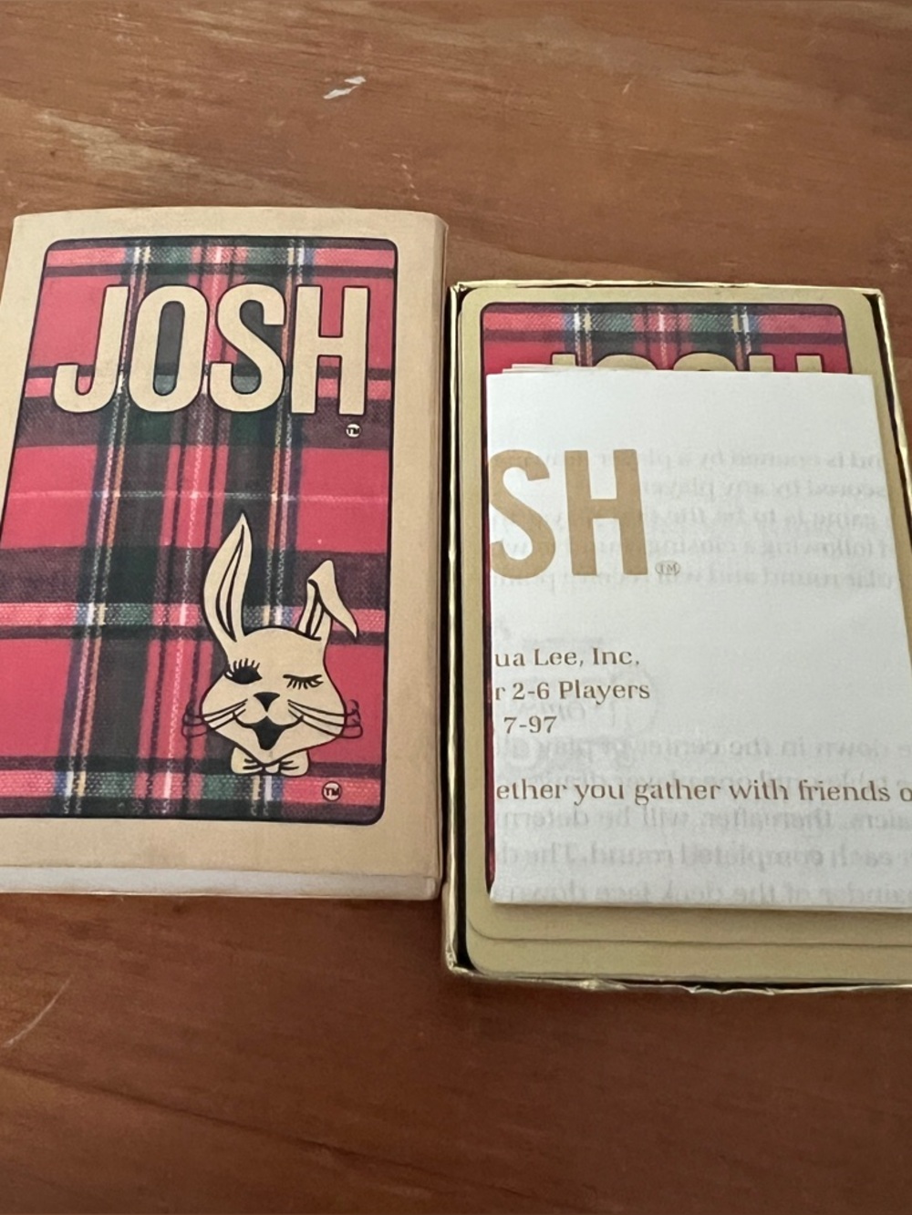 JOSH Game Card Set in Red Plaid